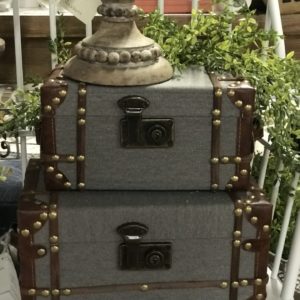 Wood Fabric Set Of 2 Boxes