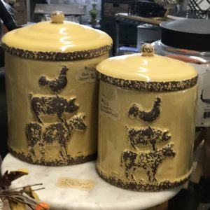 Mustard Farm Animal Cannister Set