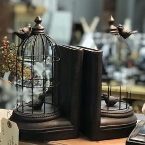 Black Metal Birdcage Bookends