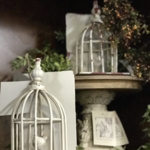 White Washed Metal Birdcage Pair Bookends