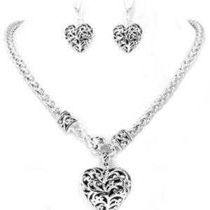 Heart Casting Necklace and Earring set