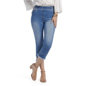 OMG Straight Leg Fringe Denim Capri