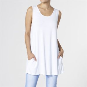 Denise Long Swing Reversible White Tank