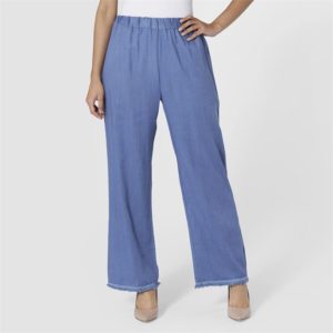 Runaway Linen Denim Blue Fringe Bottom