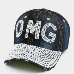 OMG Rhinestone Dark Denim Cap