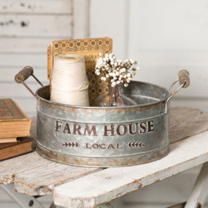 Round Metal Farmhouse Bin