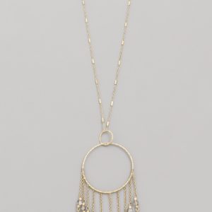 Neutral Stone Long Pendant