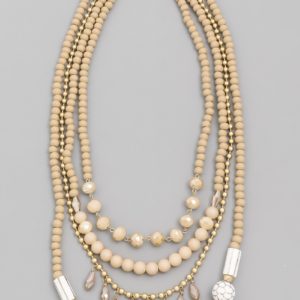 Layered Natural Mixed Bead Necklace