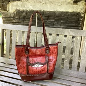 Cinnamon Red On Red Silver Accent Handbag