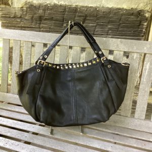 Black Messenger Gold Accent Handbag