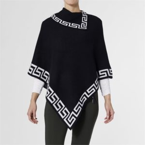 Coco + Carmen Vanessa Fold Over Black and White Key Accent Poncho