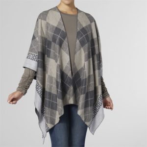 Artisan Ruana Tan And Gray Diamond Design