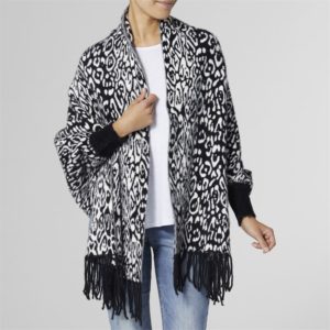 Brushed Black And White Cardi Wrap