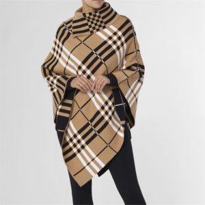 Coco + Carmen Vanessa Fold Over Camel Black And White Poncho