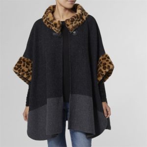 Lora Colorblock Animal Toggle Poncho